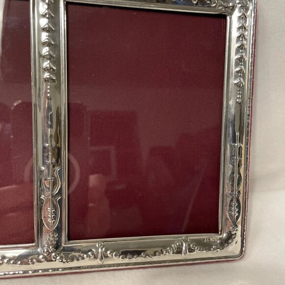 Fine English Pewter Double Picture Frame for 4 X 6 Photos Art Nouveau Burgundy B - Picture 7 of 9